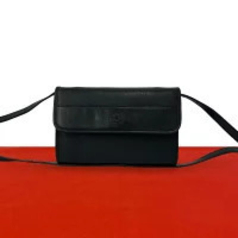 Gucci Embossed Leather Sacoche Shoulder Bag Black